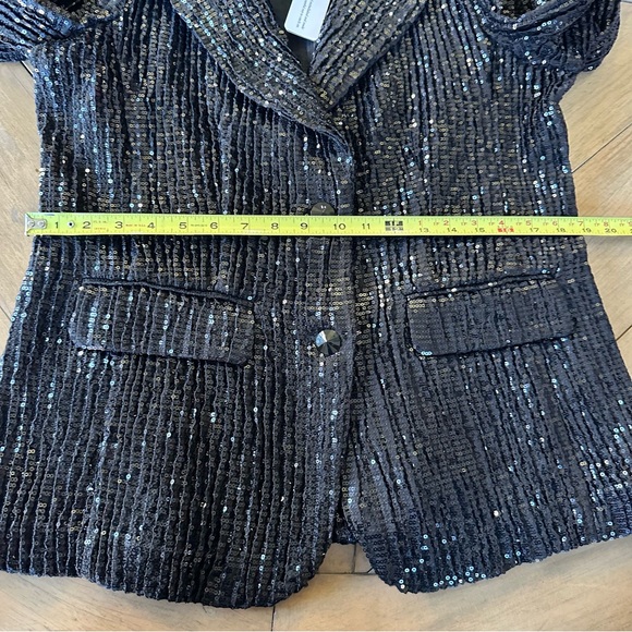 Retail $175 NWT Berek S Black Sequin Blazer Button Pockets Festive Evening Coat - Picture 5 of 12